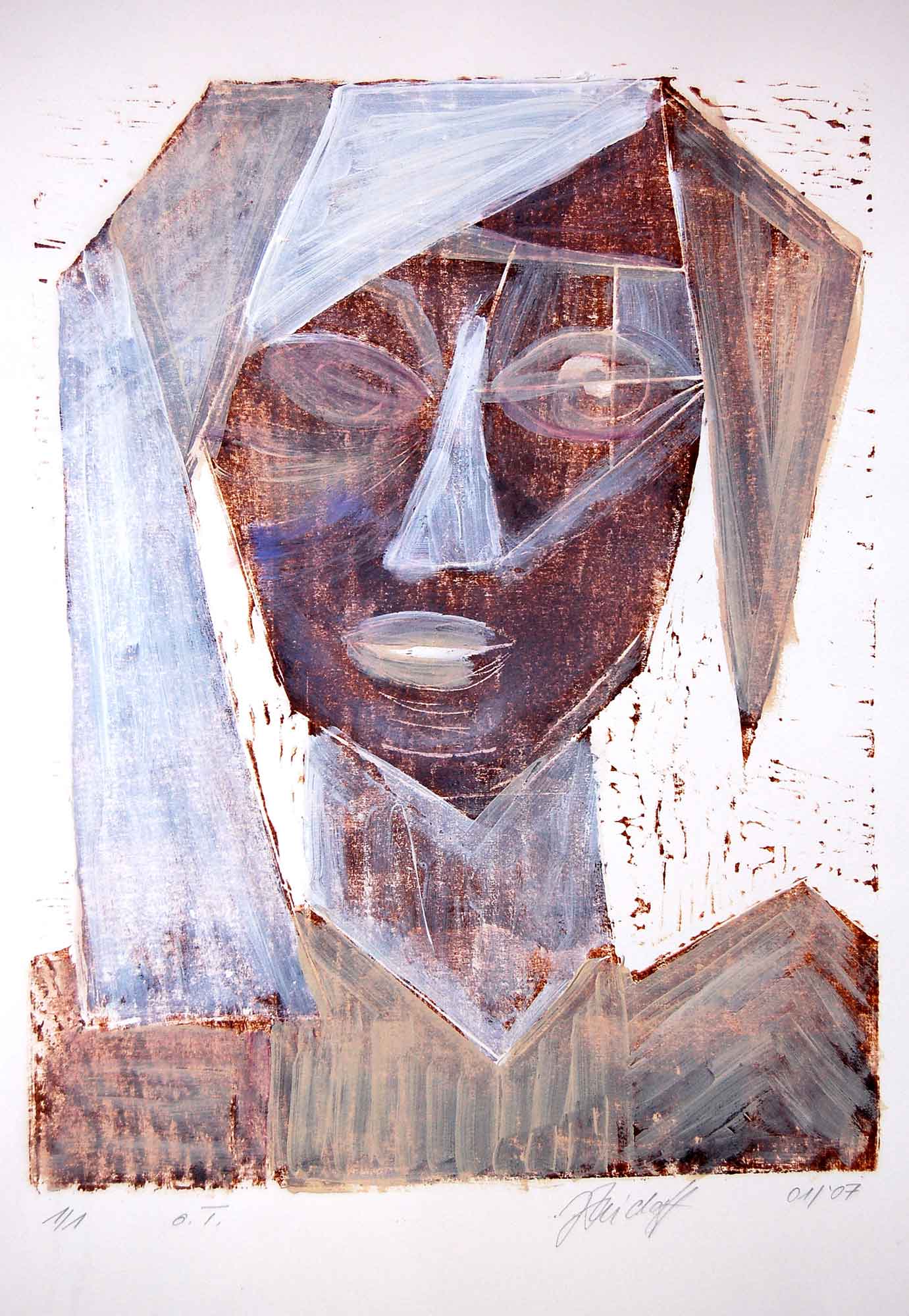 „Die Herrscherin“, Holzschnitt auf Papier (handbearbeitet), 42 x 59 cm