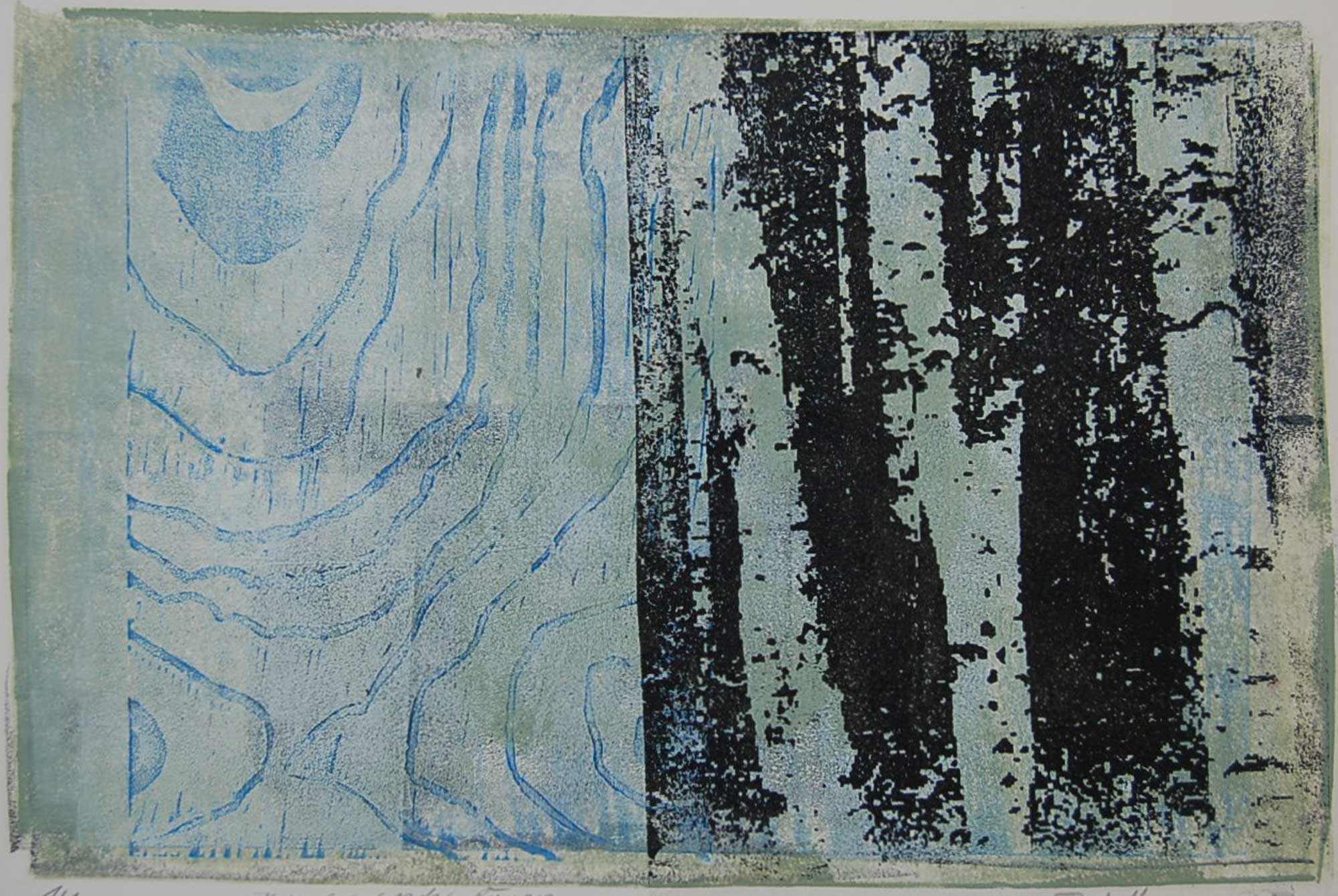 „Baumgrün”, ca 30 x 40 cm auf grauem Pastellpapier