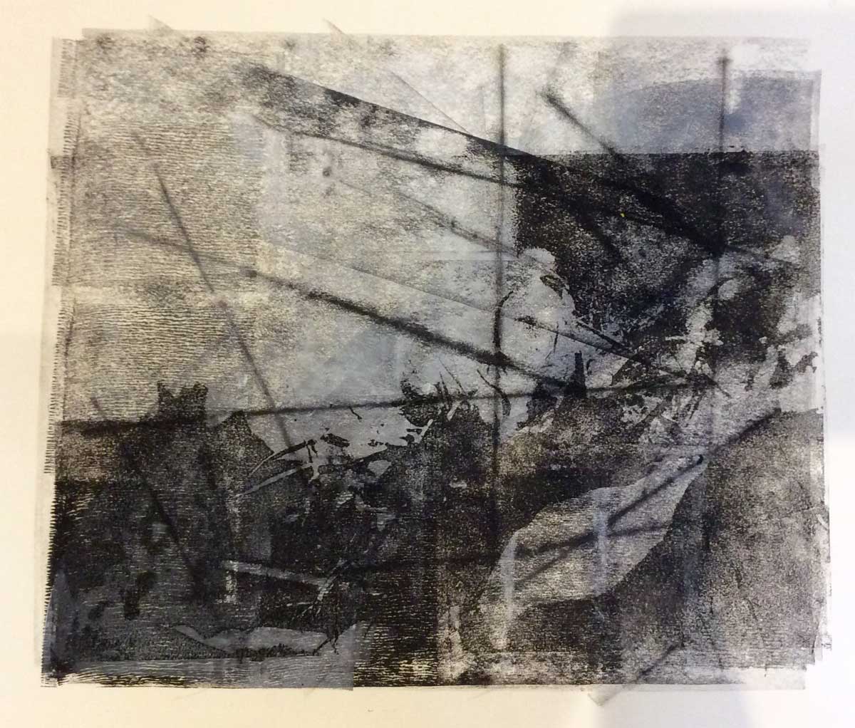„Fundstücke”, Transferlitho auf Papier ca. 40 x 50 cm